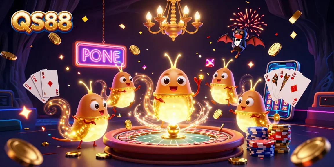 Experience thrilling gameplay at QS88 casino with glowing glowworms and vibrant gaming action.