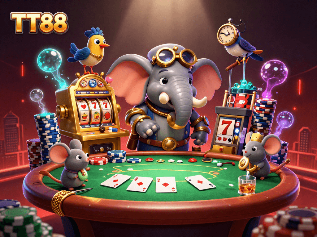 Experience the excitement of TT88 casino with vibrant steampunk characters and dynamic game elements.