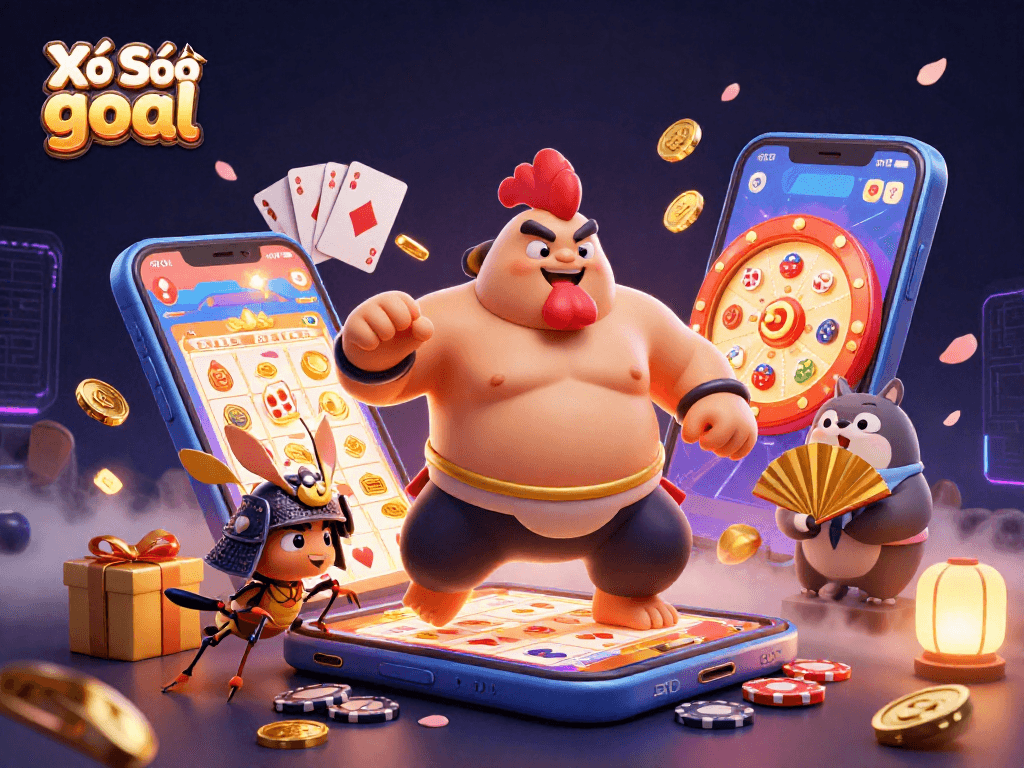 Xổ Số goal players strategizing lottery wins with vibrant visuals, engaging elements and dynamic action.