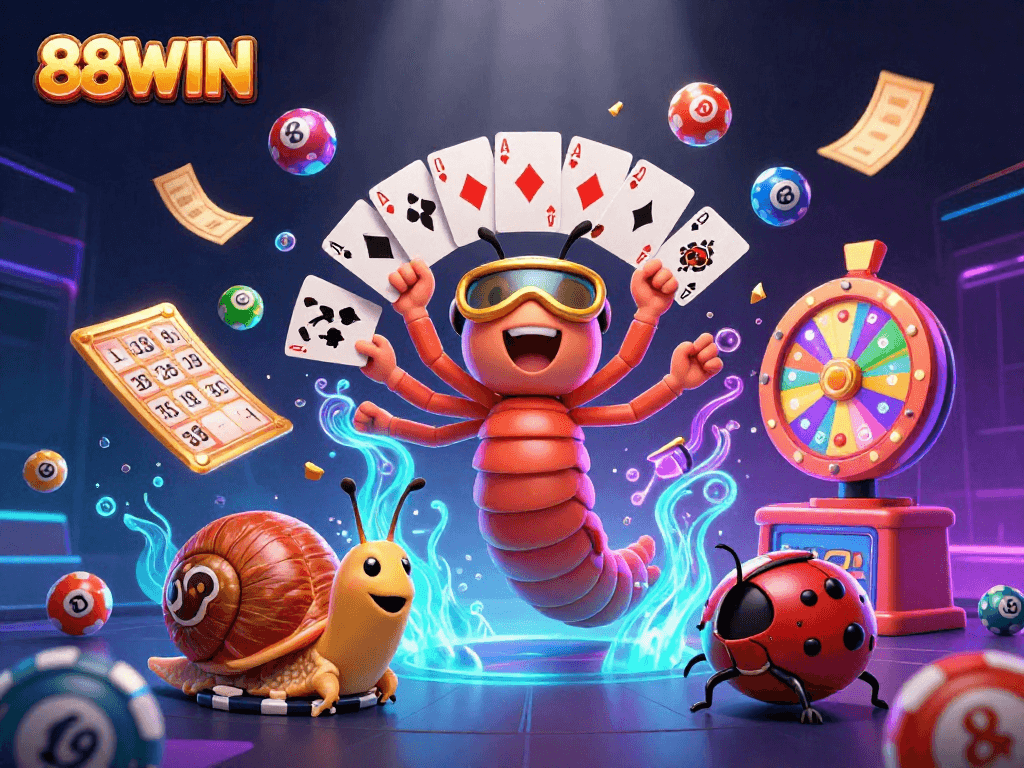 Engage with the vibrant excitement of 88WIN's thrilling games, featuring a unique 3D illustration.