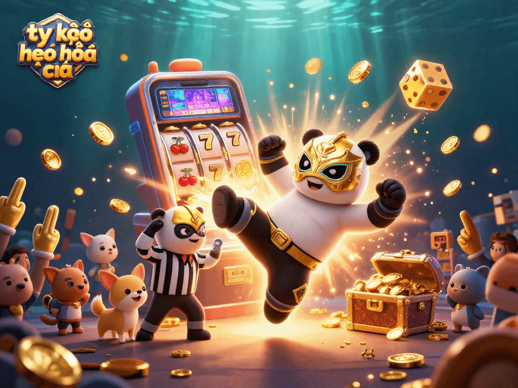 Experience thrilling casino action with tỷ lệ kèo nhà cái in this vibrant 3D scene featuring a panda wrestler and more.