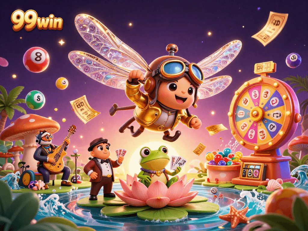 Engage with thrilling games at 99win's vibrant casino, featuring dynamic characters and colorful elements.
