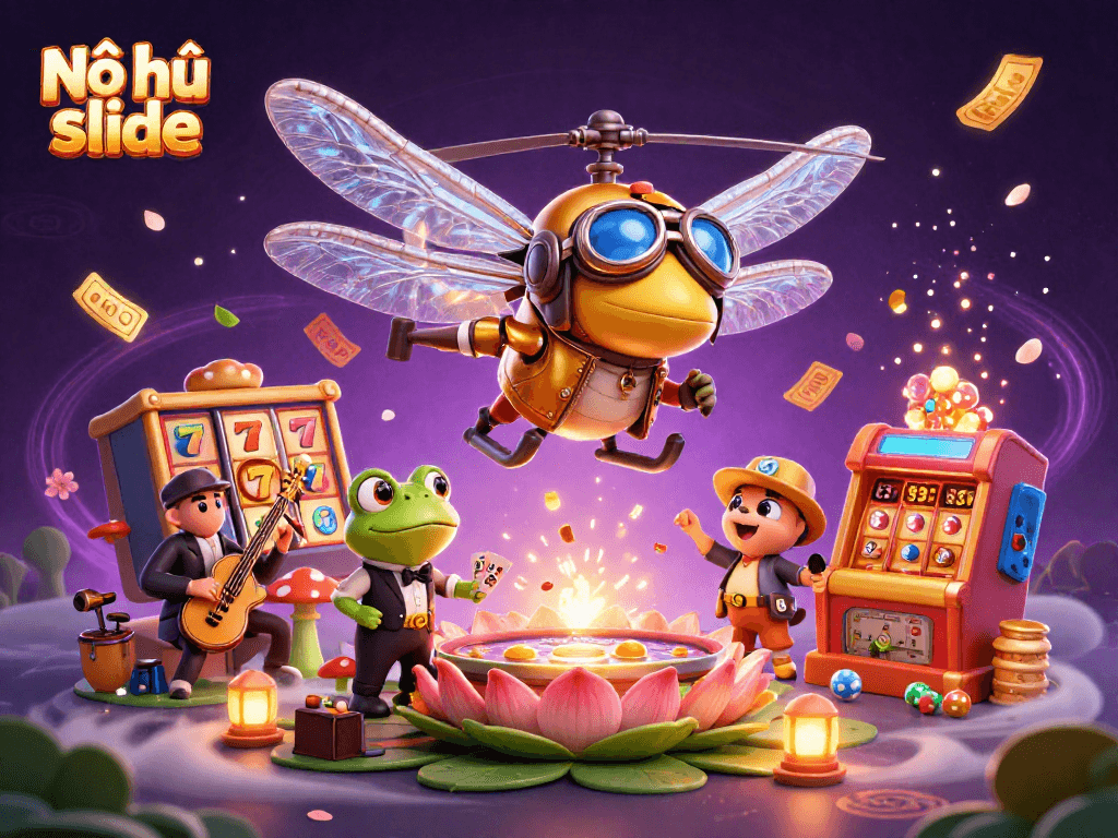 Nổ hũ slide gameplay showcasing the dynamic atmosphere of a vibrant casino scene with thrilling jackpot excitement.