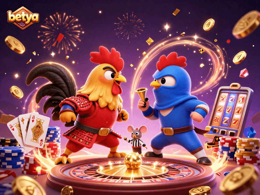 betya’s thrilling battle of samurai and ninja roosters amidst sparkling casino excitement.