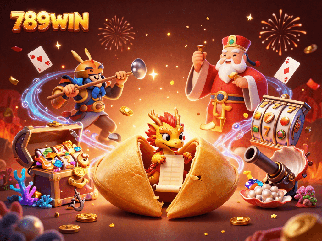 Join the excitement of 789WIN with a captivating casino themed 3D illustration featuring wealth and luck.