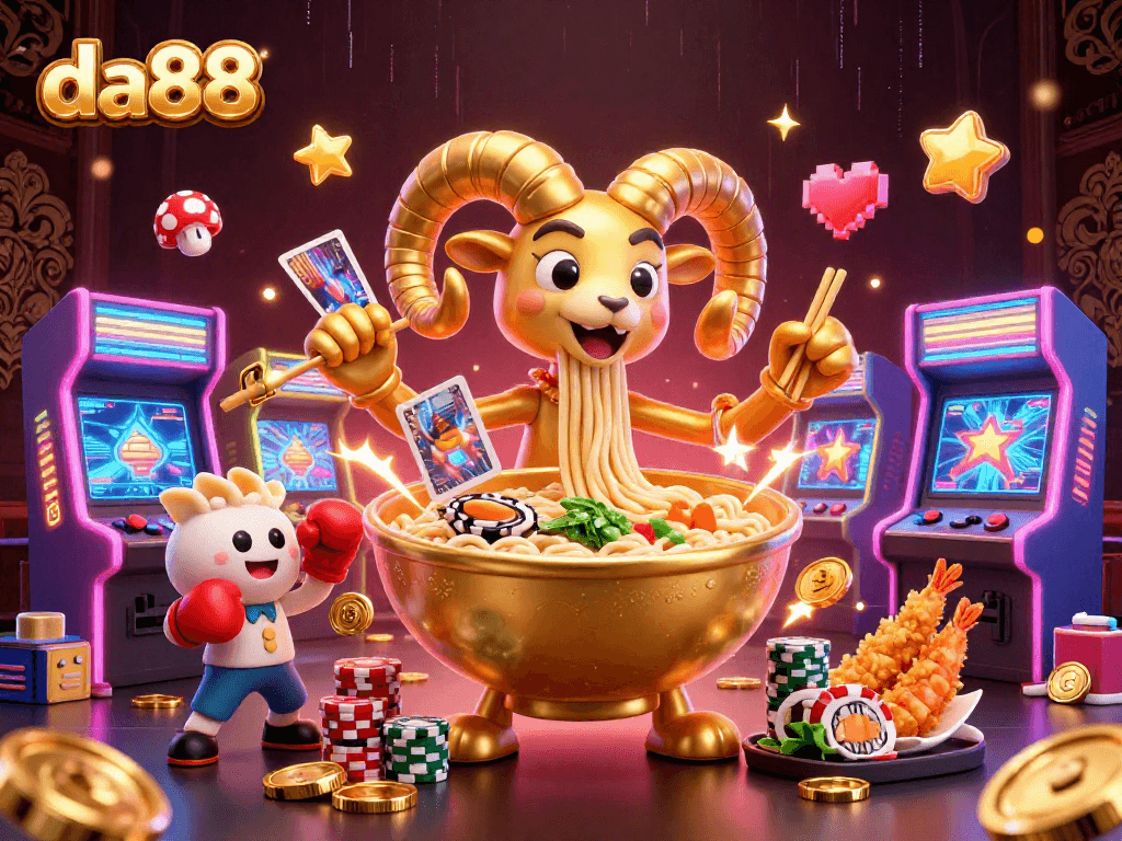 Engage with da88's thrilling gaming world featuring colorful characters and casino elements.