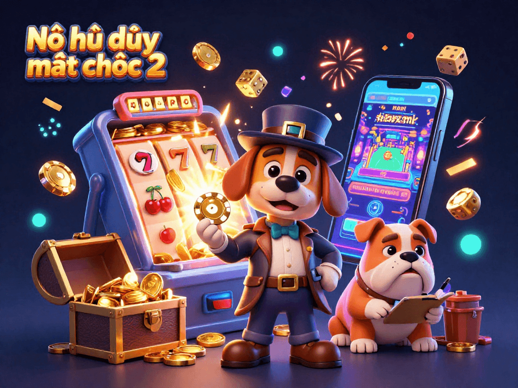 Nổ hũ đường mạt chược 2 showcases an exciting 3D illustration of characters amidst bursting casino elements, reflecting thrilling jackpot action.