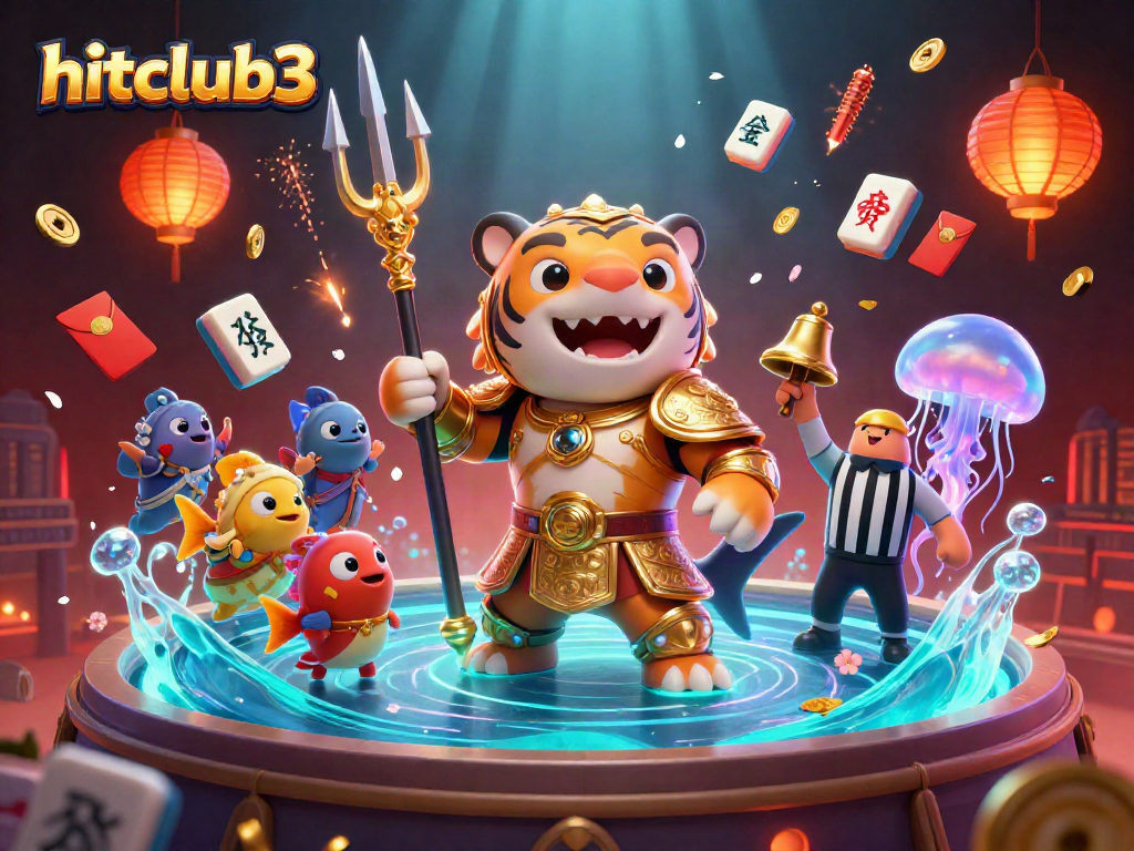 Experience thrilling wins at hitclub3 with a vibrant underwater scene showcasing a tiger shark in gladiator armor.