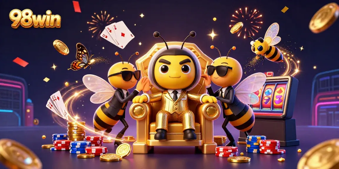 Experience the vibrant world of 98win with dynamic casino elements integrating 3D characters.