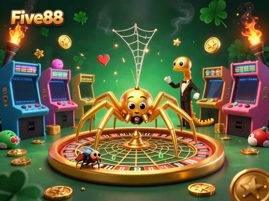 Experience thrilling gameplay at Five88 with colorful characters and dynamic casino elements in a vibrant atmosphere.
