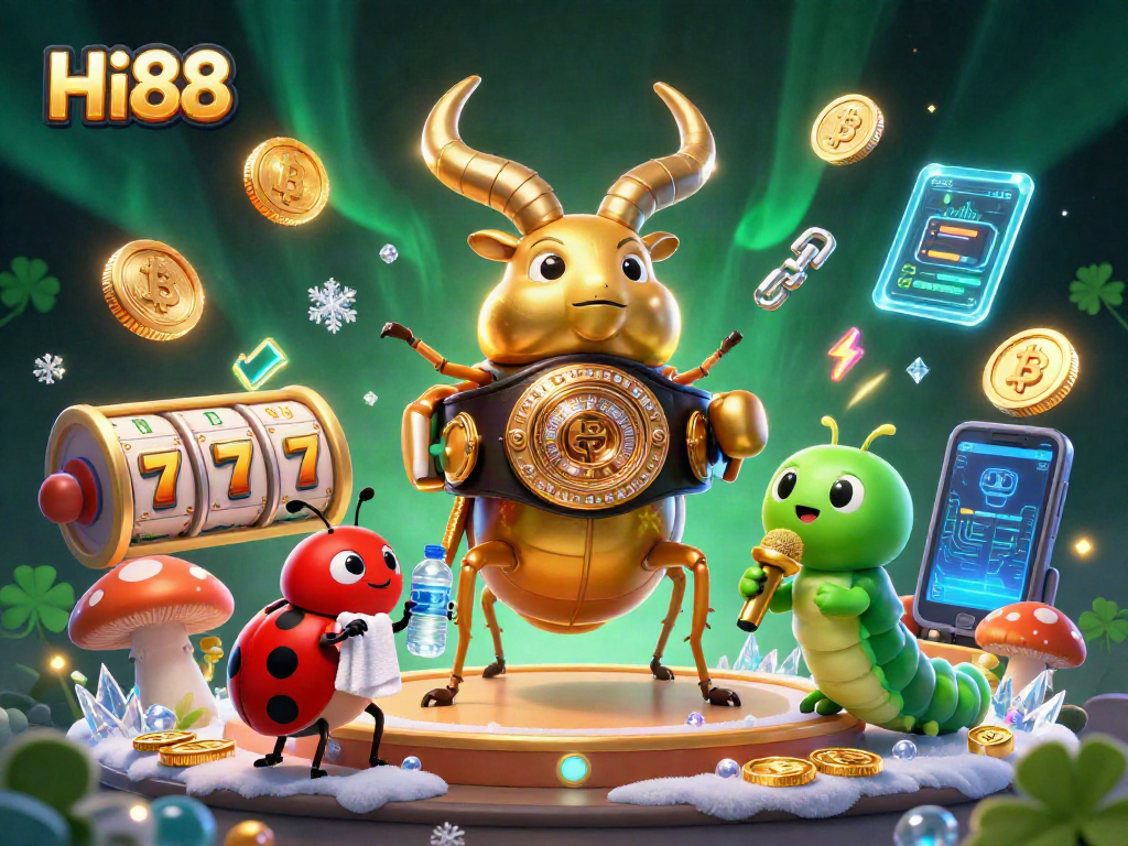 Engage in the thrilling world of Hi88's slots with our dynamic casino scene, featuring vibrant characters.