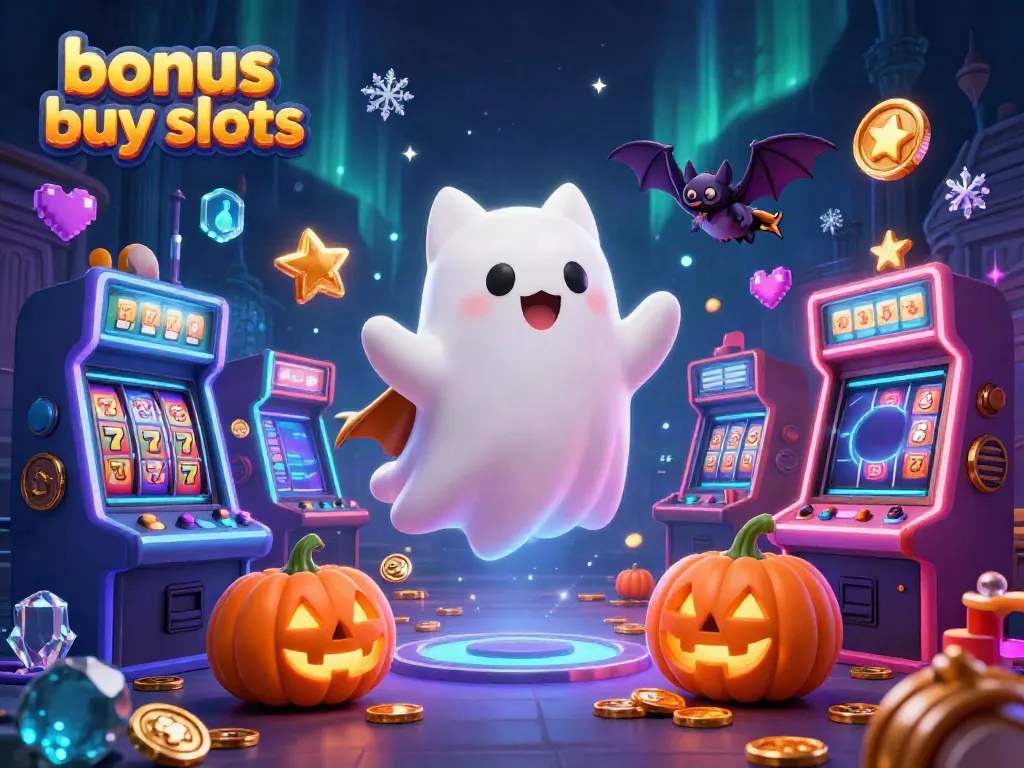 Engage with bonus buy slots featuring a ghost cat and bat in a haunted casino.