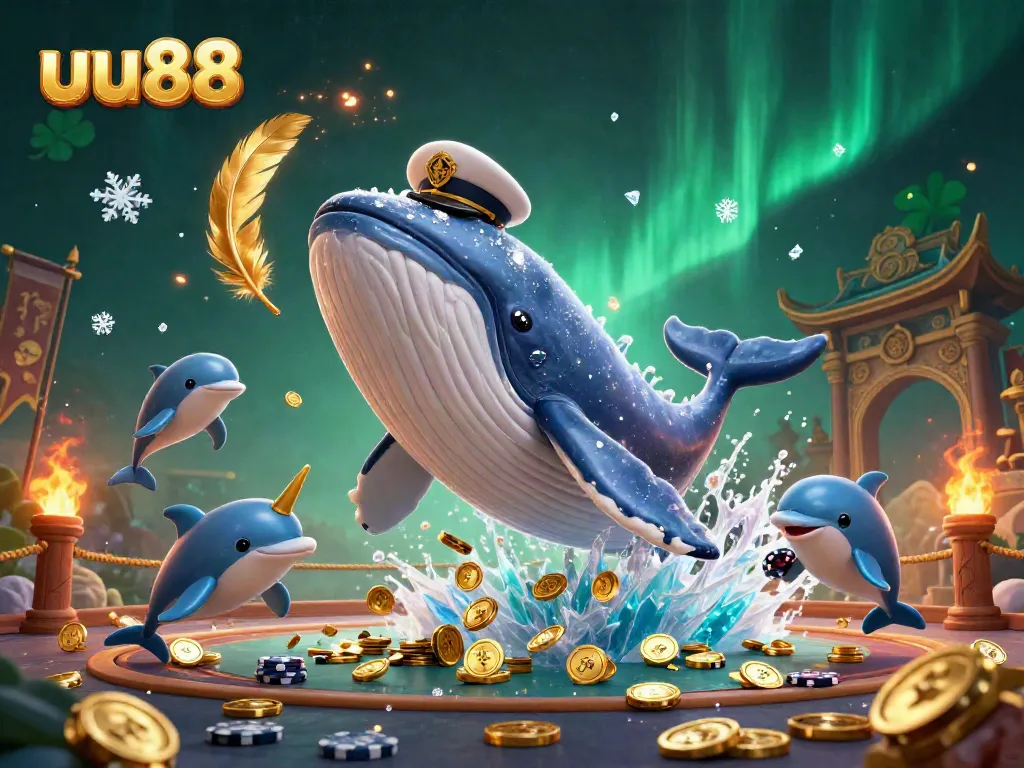 uu88’s spectacular dolphin-themed casino shows with whales and narwhals awaiting bets.
