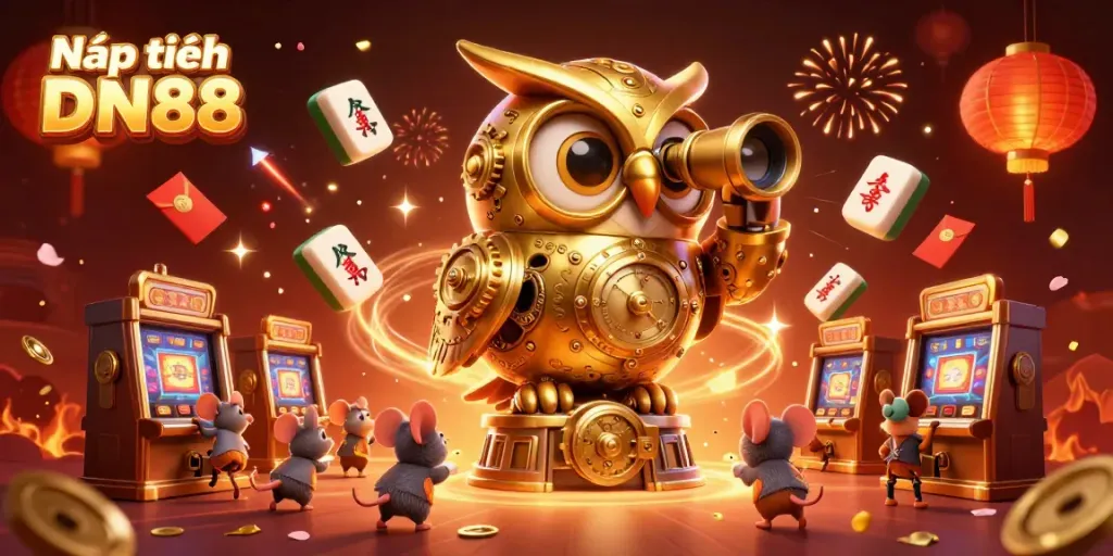 Nạp tiền DN88 interactive scene with 3D characters in a vibrant casino atmosphere, showcasing elements of gaming and luck.