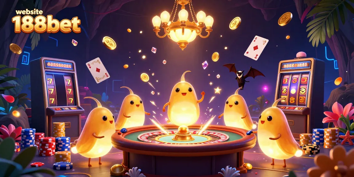 Experience the exciting atmosphere of website 188bet with glowing glowworms lighting a vibrant casino scene.