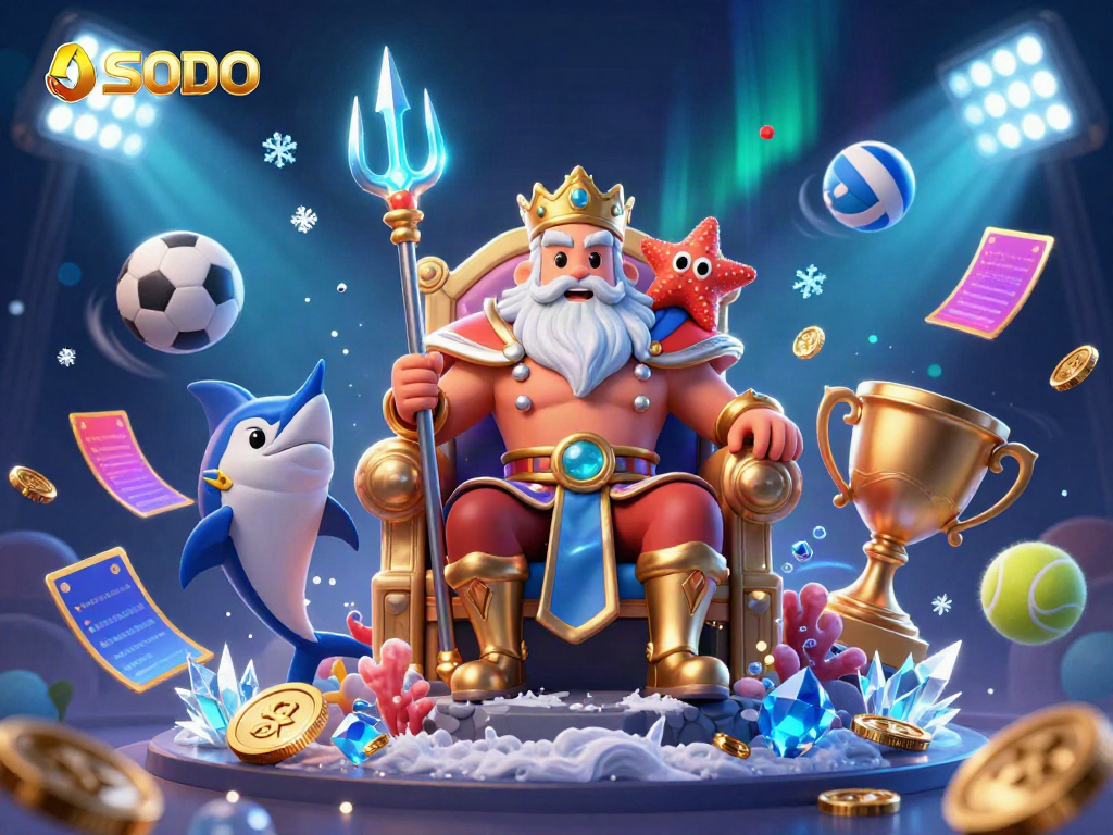 SODO captures the excitement of casino betting with Neptune, a swordfish samurai, and vibrant sports elements.