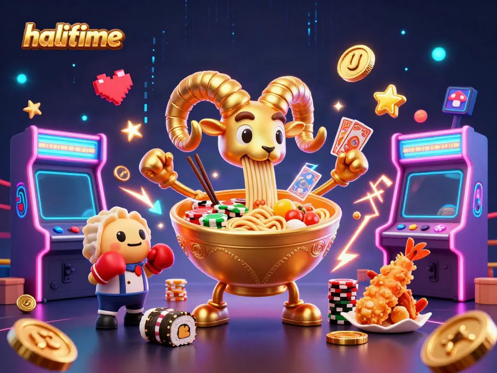 Experience halftime excitement with a vibrant casino-themed 3D illustration showcasing energetic characters and dynamic elements.