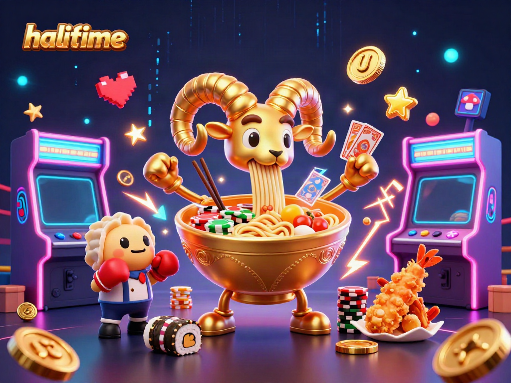 Experience halftime excitement with a vibrant casino-themed 3D illustration showcasing energetic characters and dynamic elements.