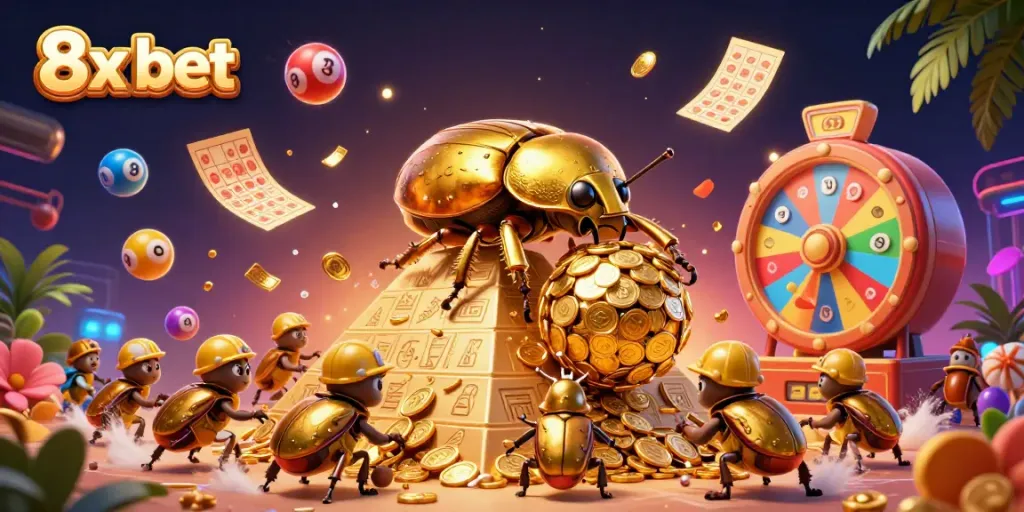 Experience thrilling entertainment with 8x bet in this vibrant 3D casino scene packed with action.