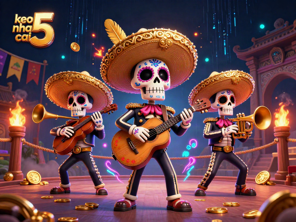 Engage with keo nha cai 5 as colorful mariachi skeletons enliven the vibrant betting arena.