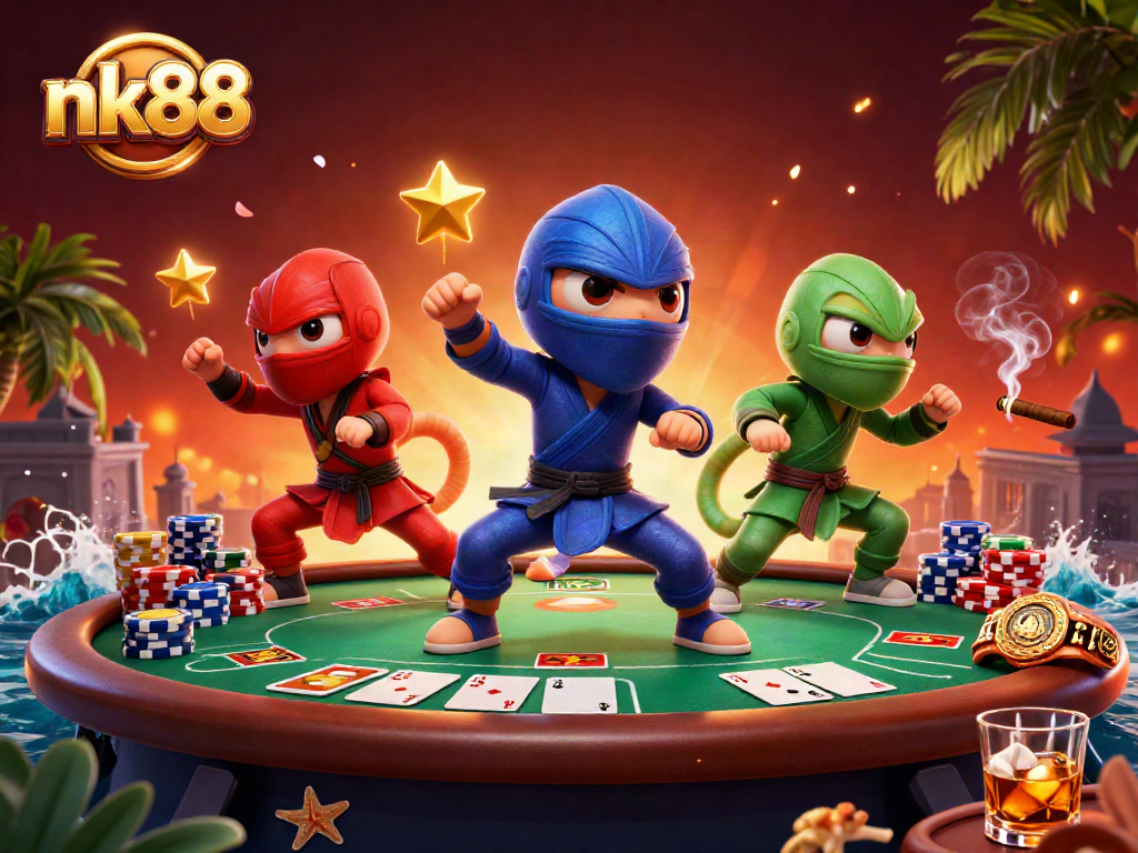 nk88 engages players with vibrant casino action featuring colorful ninja chameleons.