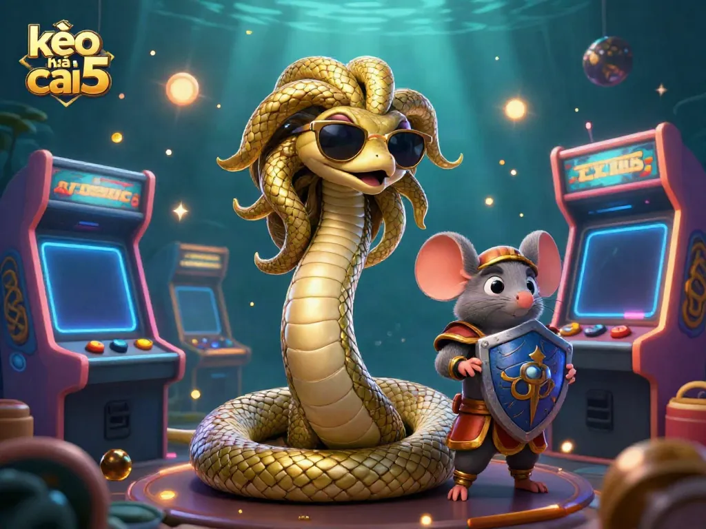 Engage with the entertaining kèo nhà cái 5 scene featuring colorful casino elements and friendly characters.