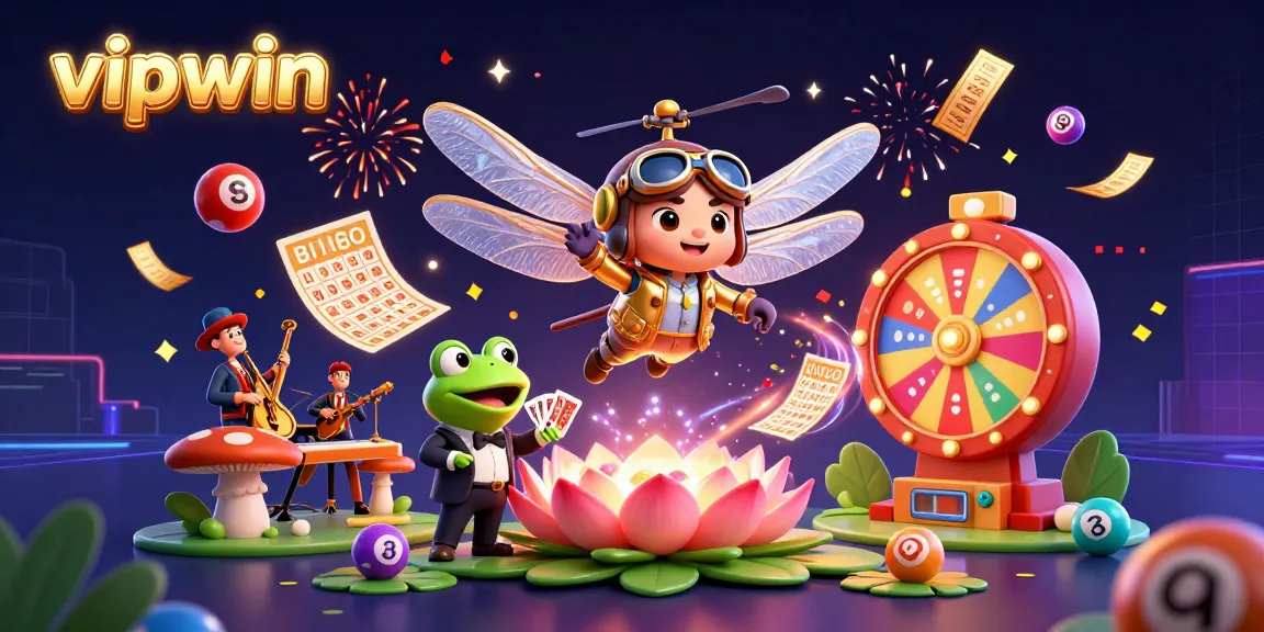 Engage with vipwin's vibrant online casino experience amidst dynamic lottery elements and festive energy.