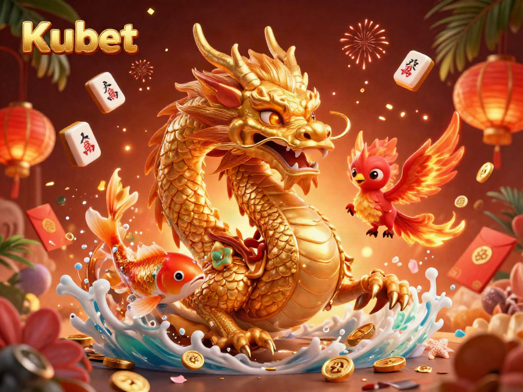 Kubet offers thrilling online gaming with immersive visual experiences featuring intricate dragon designs and soaring phoenix