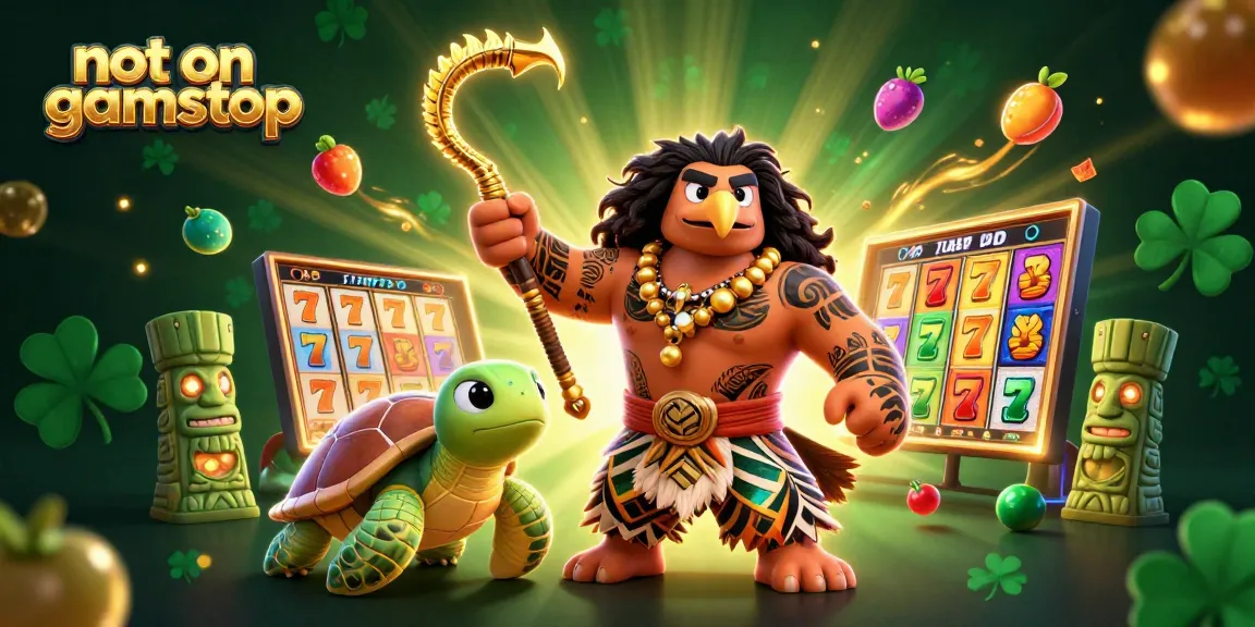 Experience gaming action at not on gamstop casinos with vibrant slot reels and captivating characters.