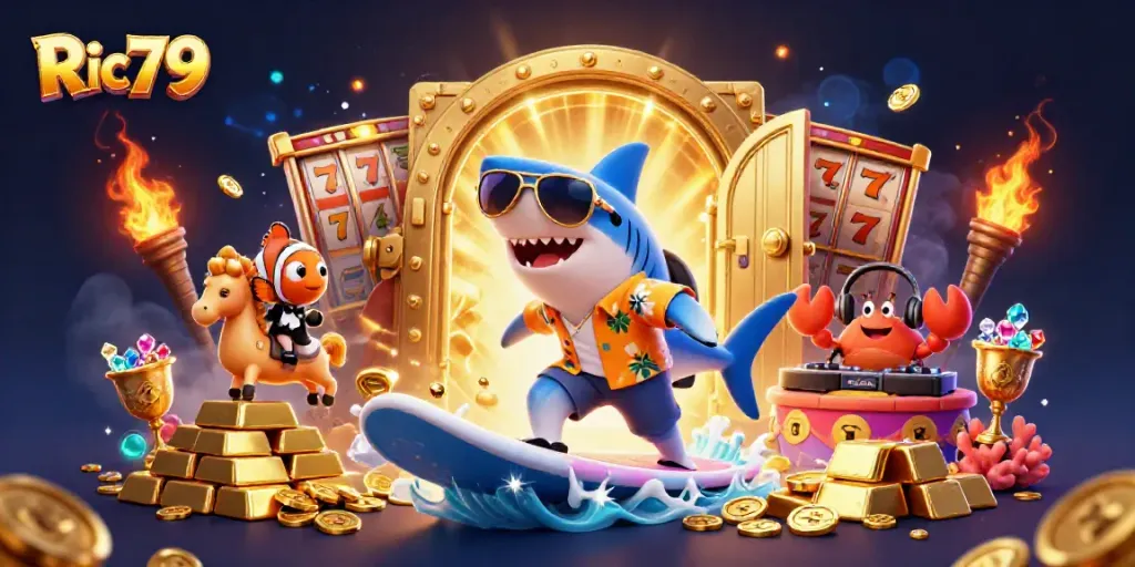 Join the thrilling action at Ric79 Casino with vibrant 3D characters and dazzling treasures.