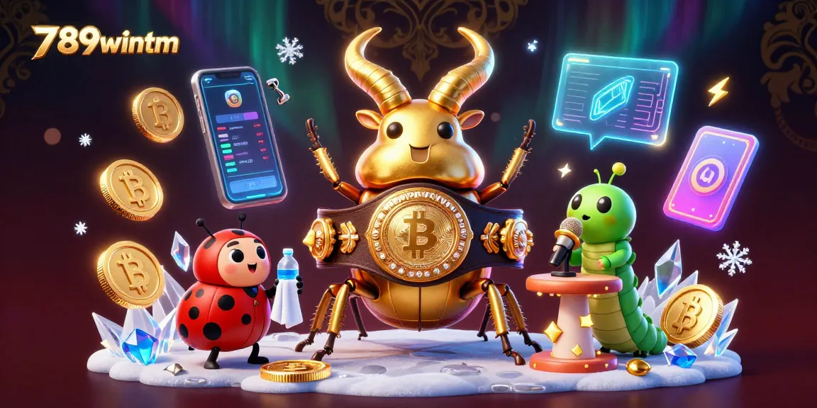Engage with 789wintm's vibrant casino-themed 3D artwork featuring playful characters and cryptocurrencies.