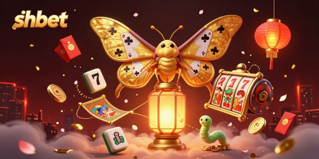 Engage with shbet's vibrant casino world through a magical 3D illustration filled with gaming elements.