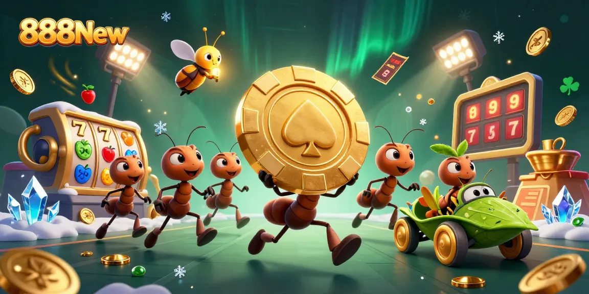 Spin the reels and win big with 888New's dazzling 3D casino heist illustration featuring playful characters.