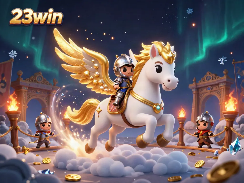 Experience the thrill of 23win with a magical 3D illustration featuring a celestial-themed casino.