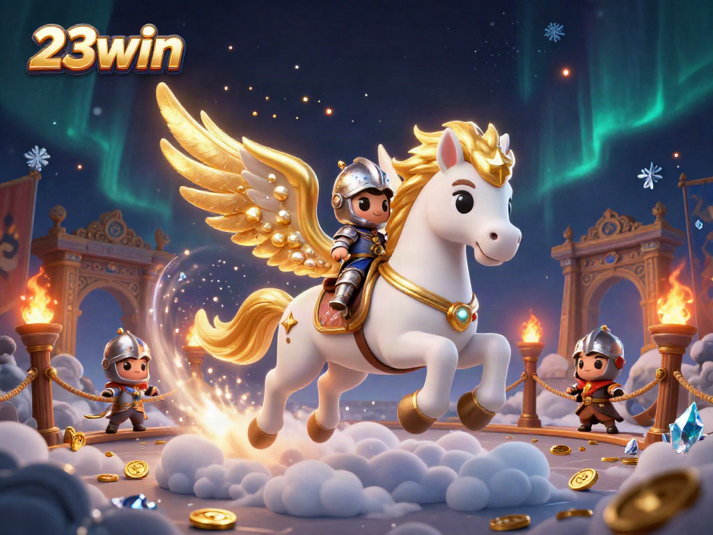 Experience the thrill of 23win with a magical 3D illustration featuring a celestial-themed casino.