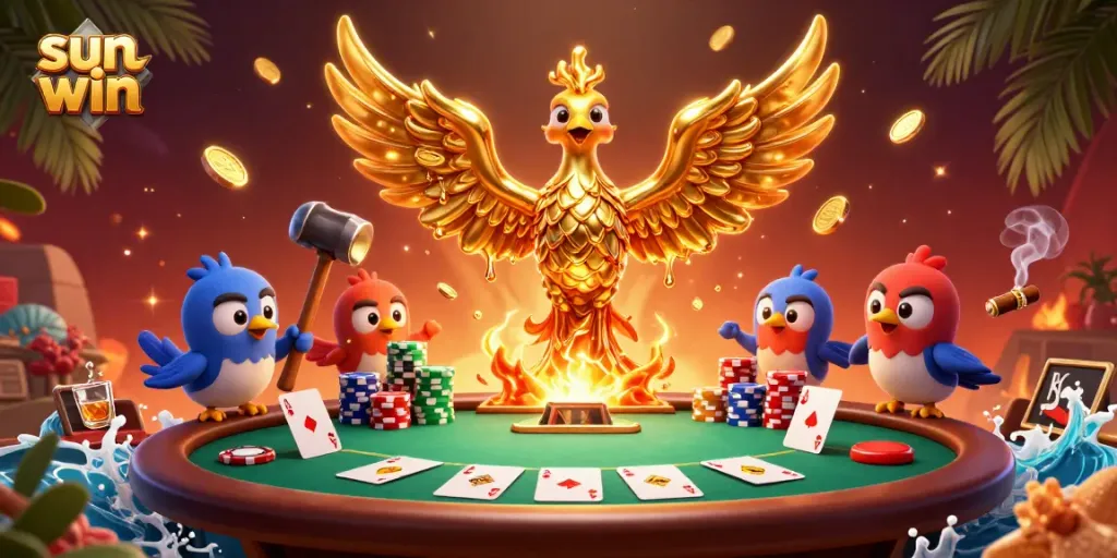 Experience thrilling gameplay at sun win with a dynamic 3D illustration showcasing casino excitement.