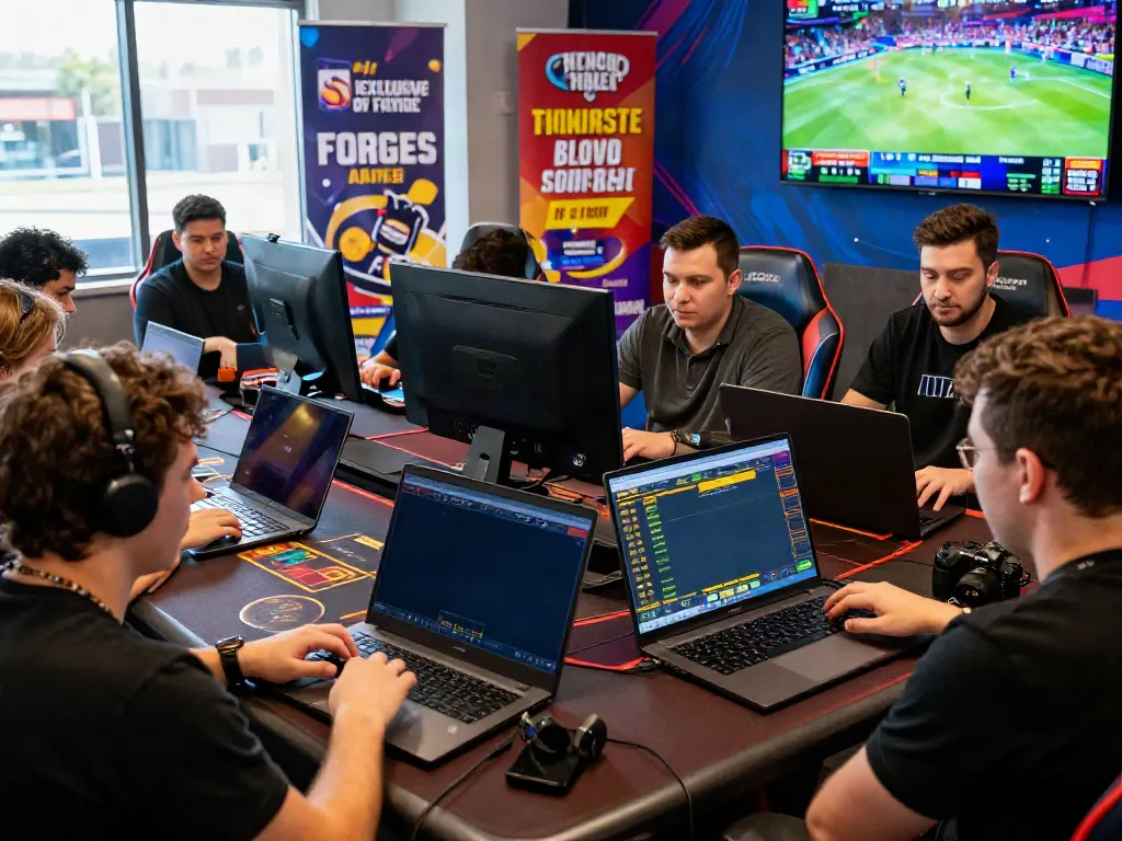 Experience online gaming at https://vin88.team/ with diverse players enjoying sports betting and casino excitement in a vibrant setting.