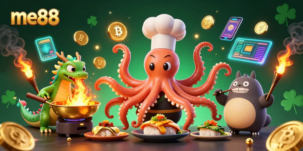 Play exciting casino games at me88, featuring vibrant characters and cryptocurrency themes.