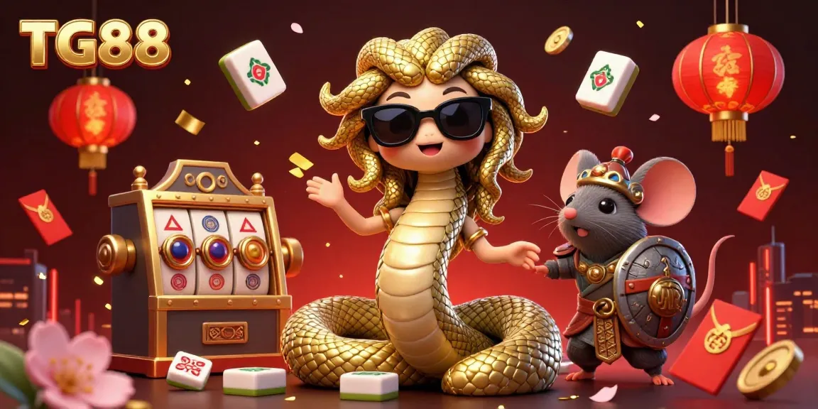 Join the fun with TG88's lively gaming elements and characters in a vibrant casino-themed illustration.