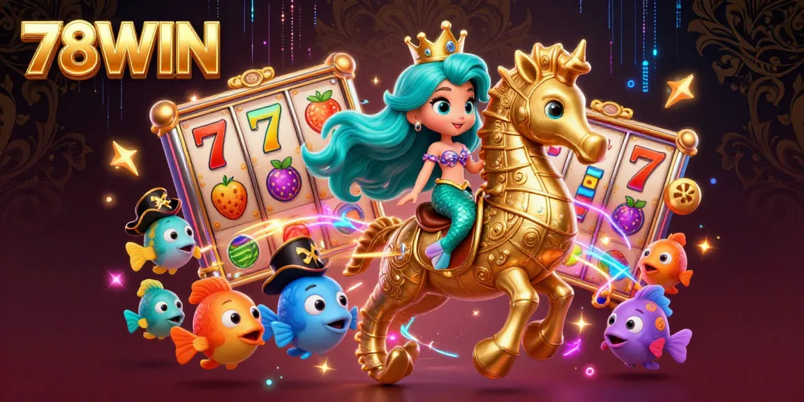 Experience the thrill of winning at 78WIN with a vibrant 3D mermaid casino scene.