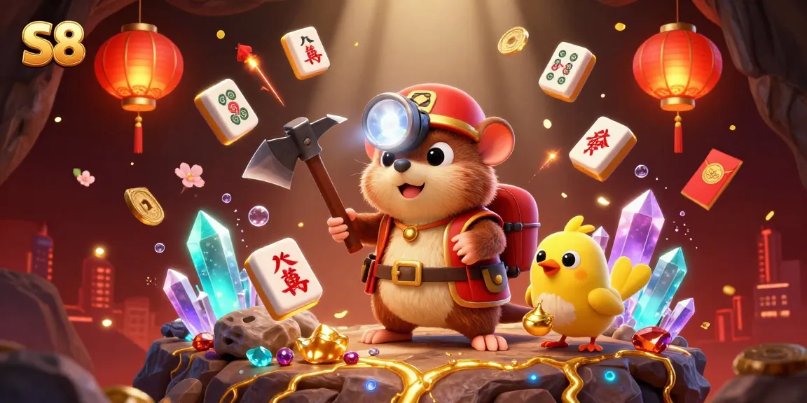Engage with the vibrant gaming world at S8, featuring a treasure hunter mole in a rich casino scene.