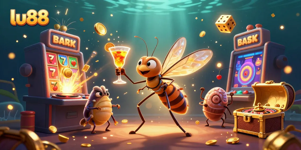 Experience thrilling gameplay at lu88 with a dynamic casino scene featuring unique characters and gaming elements.
