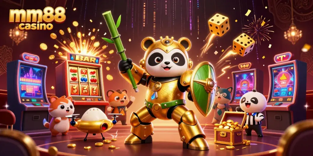 Experience the excitement at mm88 casino with vibrant scenes of jackpots and thrilling gameplay.