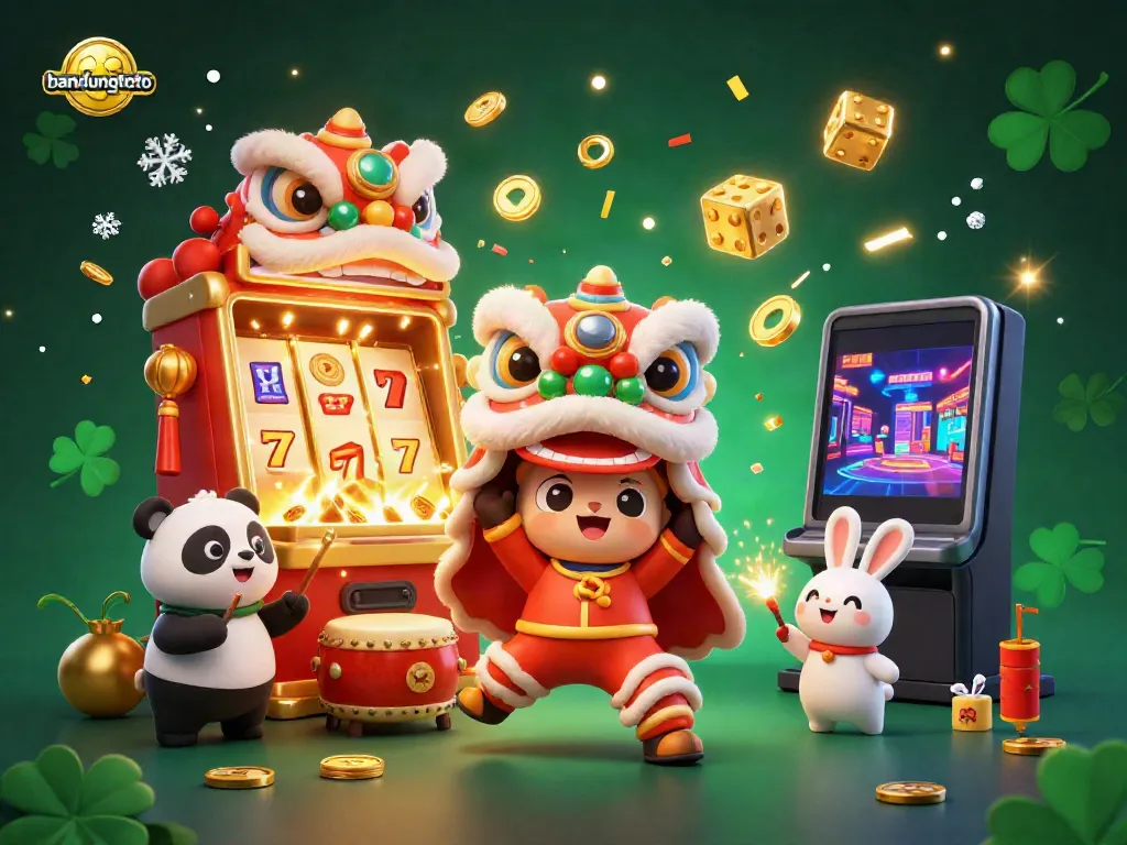 Experience thrilling excitement with bandungtoto's casino illustration, showcasing vibrant characters and jackpot elements.