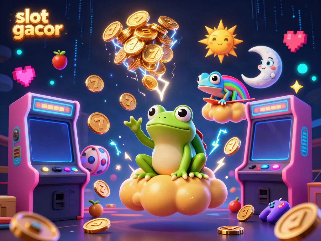 Experience slot gacor with a vibrant display of golden coins and dynamic gaming elements.