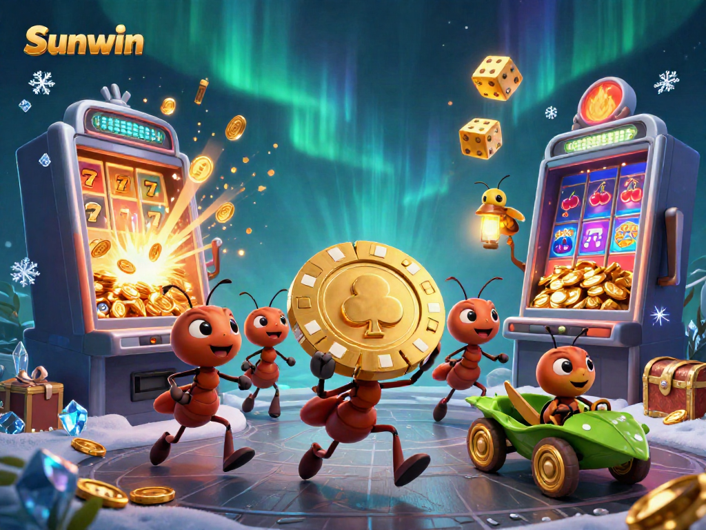 Sunwin's dynamic heist scene with ants, a grasshopper, and massive casino elements.