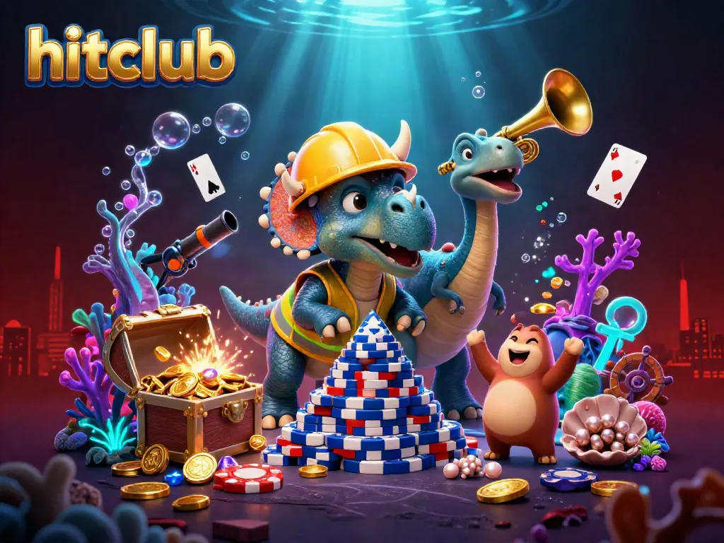 Experience the thrill of hitclub with vibrant characters and rich casino elements in a dynamic underwater scene.