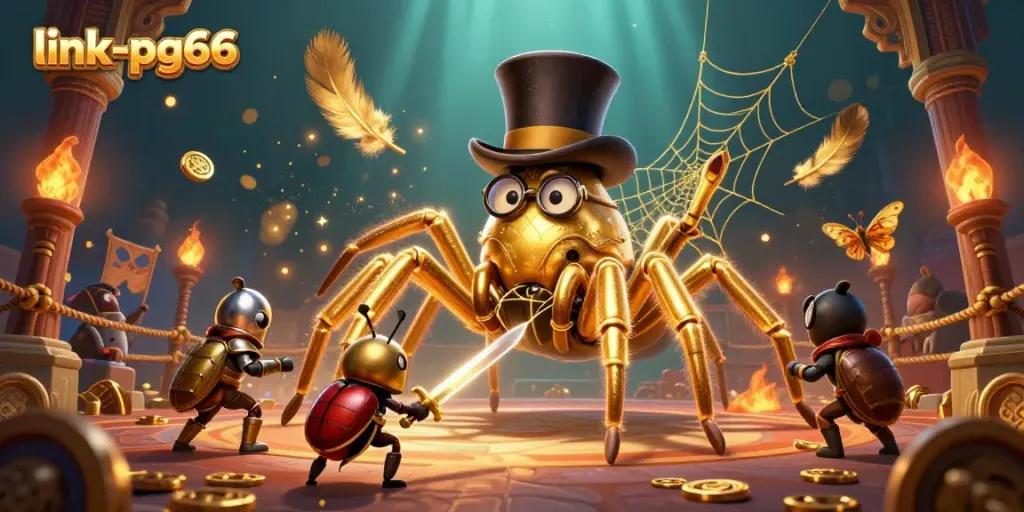 Experience thrilling gameplay with link-pg66 in a dynamic illustrated casino scene.