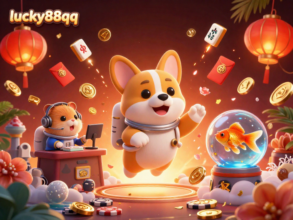 Experience exciting gameplay with lucky88qq as the astronaut corgi navigates a vibrant casino space.