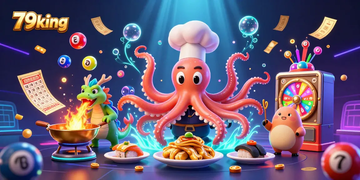 79king: Enjoy thrilling lottery games with a vibrant 3D scene featuring dynamic characters.